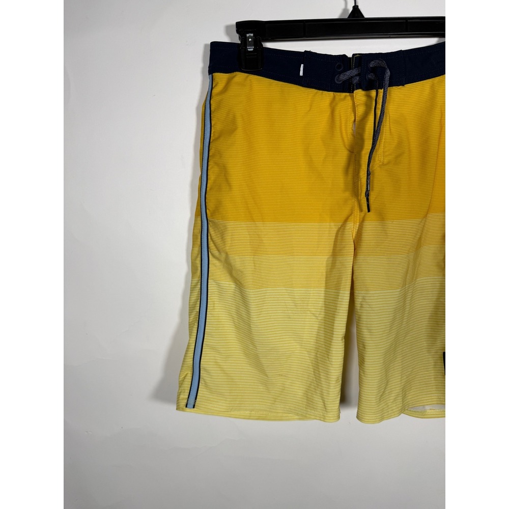 Quiksilver Highline Mens Board Shorts Yellow Orange Stripe Swim Trunks Size 29 - Picture 2 of 7
